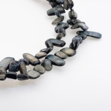 Mother-of-pearl Shell, Natural, B Grade, Dyed, Chip Bead, #24 Black, 78-80 cm/strand, about 5x8-10x25 mm