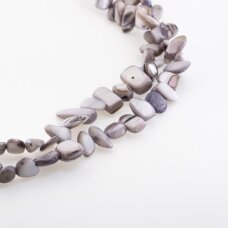 Gėlavandenių perlo kriauklė, natūralus, B kokybė, dažytas, skaldos forma, #36 tamsiai pilka spalva, 78-80 cm/gija, apie 5x8-10x25 mm