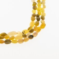 Geltonas opalas, natūralus, B kokybė, žvirgždo forma, 37-39 cm/gija, M dydis apie 4x5-5x8, 5x6-7x10, 6x8-8x12 mm