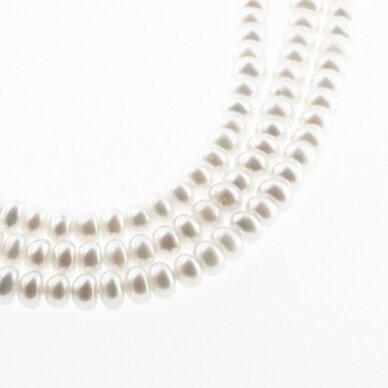 Freshwater Pearl, Cultured, AB Grade, Button Rondelle Bead, White, 35-36 cm/strand, about 4 mm