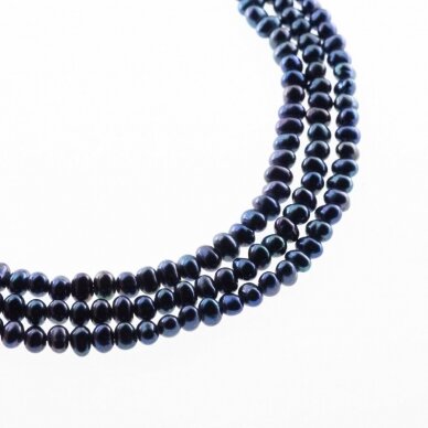 Freshwater Pearl, Cultured, B+ Grade, Semi-round Bead, Peacock Blue (dyed), 35-36 cm/strand, about 2, 2-3, 4, 6-7 mm
