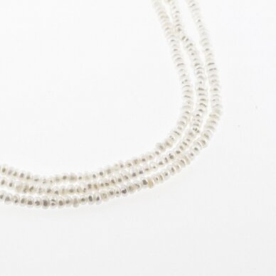 Freshwater Pearl, Cultured, BC Grade, Button Rondelle Bead, White, 35-36 cm/strand, about 5-6 mm