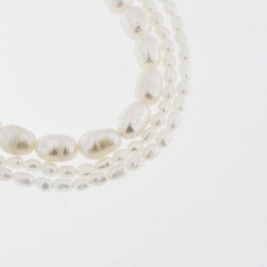 Freshwater Pearl, Cultured, BC Grade, Rice Bead, White, 35-36 cm/strand, about 2, 4-5, 6-7, 7-8, 10-11, 11-12 mm