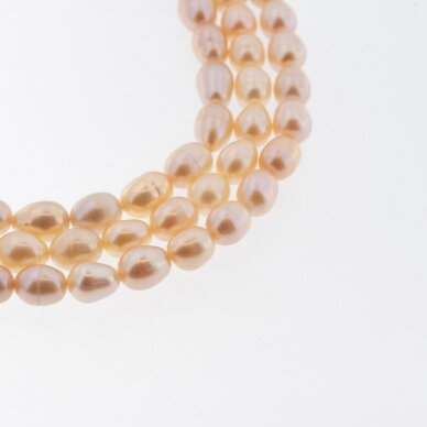 Freshwater Pearl, Cultured, BC Grade, Rice Bead, Peach, 35-36 cm/strand, about 2, 4-5, 6-7, 7-8, 10-11, 11-12 mm