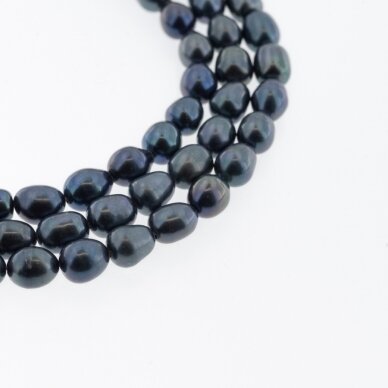 Freshwater Pearl, Cultured, BC Grade, Rice Bead, Peacock Green (dyed), 35-36 cm/strand, about 2, 4-5, 6-7, 7-8, 10-11, 11-12 mm