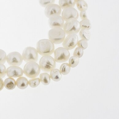 Freshwater Pearl, Cultured, C Grade, Potato Bead, White, 35-36 cm/strand, about 6-7, 9-10 mm