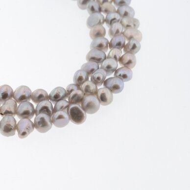 Słodkowodne perły, C jakość, ziemniaczany kształt, szary kolor, 35-36 cm/nić, około 6-7, 9-10 mm