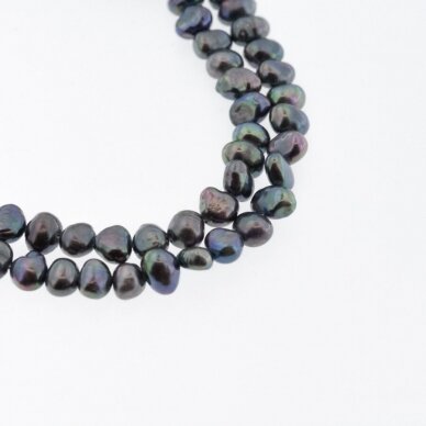 Słodkowodne perły, C jakość, ziemniaczany kształt, pawie zielony kolor, 35-36 cm/nić, około 6-7, 9-10 mm