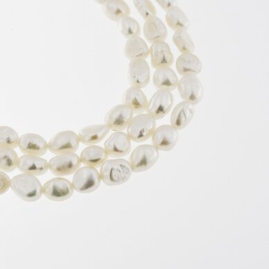 Freshwater Pearl, Cultured, C Grade, Long-drilled Potato Bead, White, 35-36 cm/strand, about 4-5, 5-6 mm