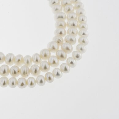 Słodkowodne perły, C jakość, kukurydzy kształt, biały kolor, 35-36 cm/nić, około 5-6, 6-7 mm