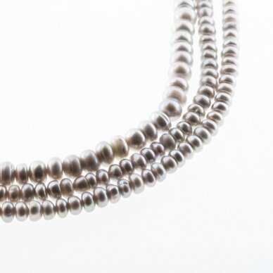 Słodkowodne perły, C jakość, kukurydzy kształt, szary kolor (malowany), 35-36 cm/nić, około 5-6, 6-7 mm