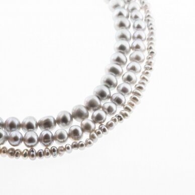 Słodkowodne perły, C jakość, półokrągły kształt, szary kolor (malowany), 35-36 cm/nić, około 2-3, 3-4, 5-6, 6-7, 7-8, 9-10, 11-12 mm