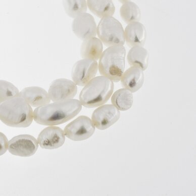 Freshwater Pearl, Cultured, CD Grade, Long-drilled Potato Bead, White, 35-36 cm/strand, about 6-7, 7-8, 8-9, 9-10 mm