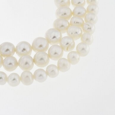 Freshwater Pearl, Cultured, CD Grade, Semi-round Bead, White, 35-36 cm/strand, about 2, 5-6, 7-8, 8-9, 9-10 mm