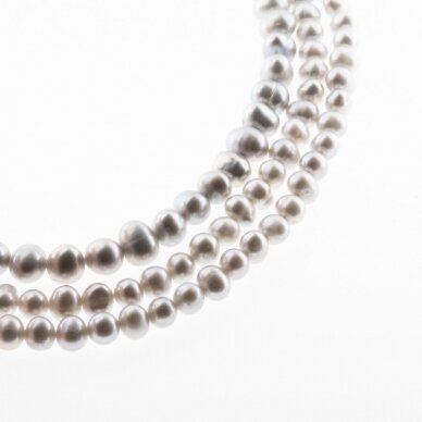 Słodkowodne perły, CD+ jakość, półokrągły kształt, szary kolor (malowany), 35-36 cm/nić, około 4-5, 6-7, 8-9 mm