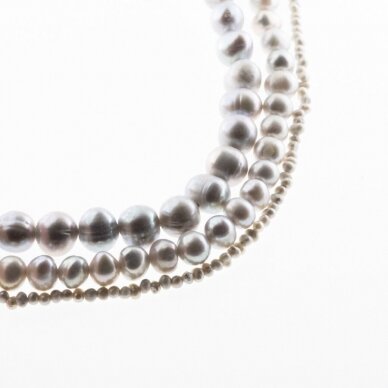 Słodkowodne perły, CD jakość, półokrągły kształt, szary kolor (malowany), 35-36 cm/nić, około 2, 5-6, 7-8, 8-9, 9-10 mm
