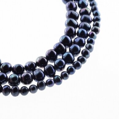 Freshwater Pearl, Cultured, CD Grade, Semi-round Bead, Peacock Blue (dyed), 35-36 cm/strand, about 2, 5-6, 7-8, 8-9, 9-10 mm