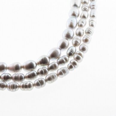 Freshwater Pearl, Cultured, CD Grade, Rice Bead, Grey (dyed), 35-36 cm/strand, about 2, 3-4, 5-6, 7-8 mm