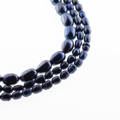 Słodkowodne perły, CD jakość, ryżu kształt, pawie niebieskie kolor (malowany), 35-36 cm/nić, około 2, 3-4, 5-6, 7-8 mm
