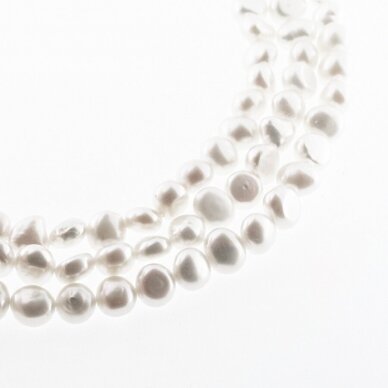 Freshwater Pearl, Cultured, D Grade, Potato Bead, White, 35-36 cm/strand, about 6-7, 9-10 mm