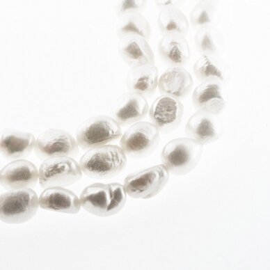 Freshwater Pearl, Cultured, D Grade, Long-drilled Potato Bead, White, 35-36 cm/strand, about 9-10 mm