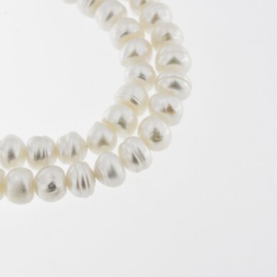 Freshwater Pearl, Cultured, D Grade, Button Rondelle Bead, White, 35-36 cm/strand, about 6-7, 9-10 mm