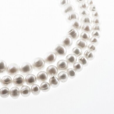 Freshwater Pearl, Cultured, D Grade, Semi-round Bead, White, 35-36 cm/strand, about 6-7, 7-8, 8-9, 9-10, 11-12 mm Freshwater Pearl, Cultured, D Grade, Semi-round Bead, White, 35-36 cm/strand, about 6-7, 7-8, 8-9, 9-10, 11-12 mm