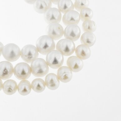 Freshwater Pearl, Cultured, D Grade, Semi-round Bead, White, 35-36 cm/strand, about 6-7, 7-8, 8-9, 9-10, 11-12 mm