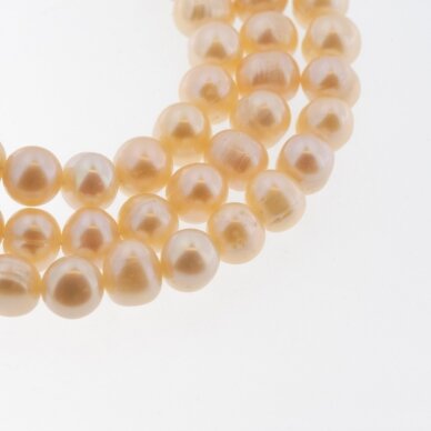 Słodkowodne perły, D jakość, półokrągły kształt, brzoskwiniowy kolor, 35-36 cm/nić, około 6-7, 7-8, 8-9, 9-10, 11-12 mm