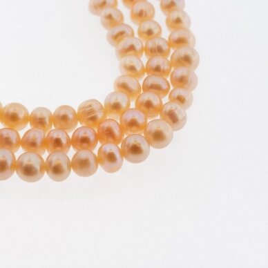 Słodkowodne perły, D jakość, półokrągły kształt, brzoskwiniowy kolor, 35-36 cm/nić, około 6-7, 7-8, 8-9, 9-10, 11-12 mm