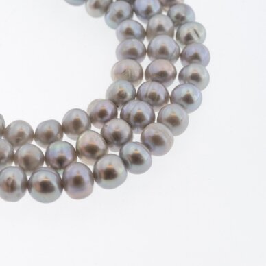Freshwater Pearl, Cultured, D Grade, Semi-round Bead, Grey (dyed), 35-36 cm/strand, about 6-7, 7-8, 8-9, 9-10, 11-12 mm