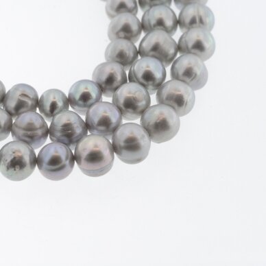 Freshwater Pearl, Cultured, D Grade, Semi-round Bead, Grey (dyed), 35-36 cm/strand, about 6-7, 7-8, 8-9, 9-10, 11-12 mm Freshwater Pearl, Cultured, D Grade, Semi-round Bead, Grey (dyed), 35-36 cm/strand, about 6-7, 7-8, 8-9, 9-10, 11-12 mm
