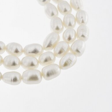 Freshwater Pearl, Cultured, D+ Grade, Rice Bead, White, 35-36 cm/strand, about 2, 8-9 mm