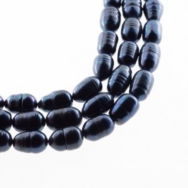 Słodkowodne perły, D jakość, ryżu kształt, pawie niebieskie kolor (malowany), 35-36 cm/nić, około 8-9 mm