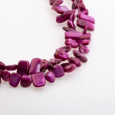Mother-of-pearl Shell, Natural, B Grade, Dyed, Chip Bead, #33 Fuchsia, 78-80 cm/strand, about 5x8-10x25 mm