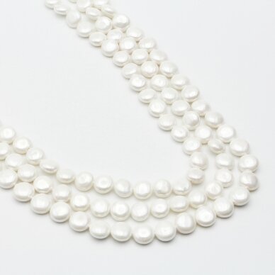 Shell Pearl, Reconstituted, B Grade, Puffed Disc Bead, White, 39 cm/strand, 25 mm Shell Pearl, Reconstituted, B Grade, Puffed Disc Bead, White, 39 cm/strand, 25 mm