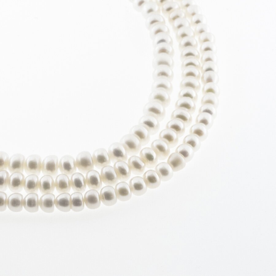Freshwater Pearl, Cultured, B Grade, Button Rondelle Bead, White, 35-36 cm/strand, about 5, 5-6, 6-7 mm Freshwater Pearl, Cultured, B Grade, Button Rondelle Bead, White, 35-36 cm/strand, about 5, 5-6, 6-7 mm