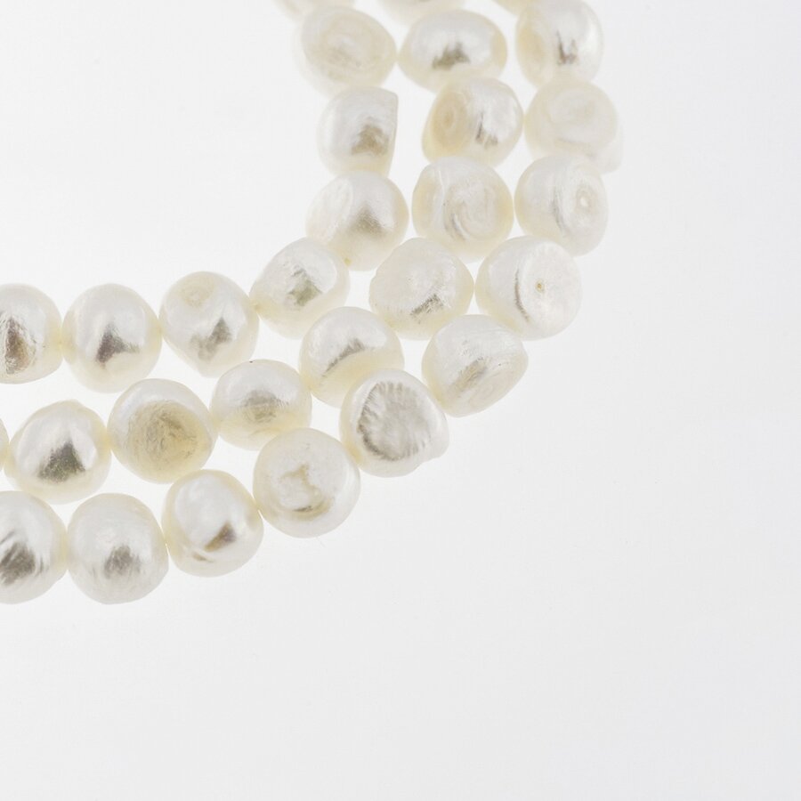 Freshwater Pearl, Cultured, D Grade, Potato Bead, White, 35-36 cm/strand, about 6-7, 9-10 mm