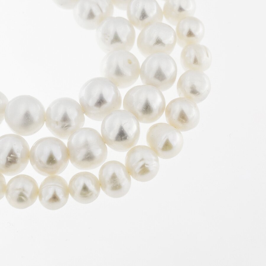 Freshwater Pearl, Cultured, D Grade, Semi-round Bead, White, 35-36 cm/strand, about 6-7, 7-8, 8-9, 9-10, 11-12 mm Freshwater Pearl, Cultured, D Grade, Semi-round Bead, White, 35-36 cm/strand, about 6-7, 7-8, 8-9, 9-10, 11-12 mm