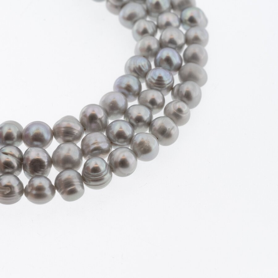 Freshwater Pearl, Cultured, D Grade, Semi-round Bead, Grey (dyed), 35-36 cm/strand, about 6-7, 7-8, 8-9, 9-10, 11-12 mm Freshwater Pearl, Cultured, D Grade, Semi-round Bead, Grey (dyed), 35-36 cm/strand, about 6-7, 7-8, 8-9, 9-10, 11-12 mm
