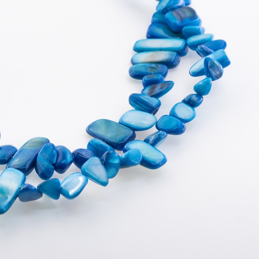 Mother-of-pearl Shell, Natural, B Grade, Dyed, Chip Bead, #26 Deep Sea Blue, 78-80 cm/strand, about 5x8-10x25 mm