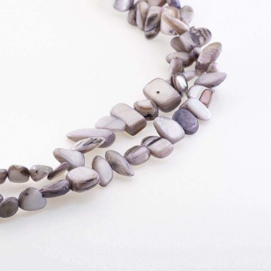 Mother-of-pearl Shell, Natural, B Grade, Dyed, Chip Bead, #36 Dark Grey, 78-80 cm/strand, about 5x8-10x25 mm