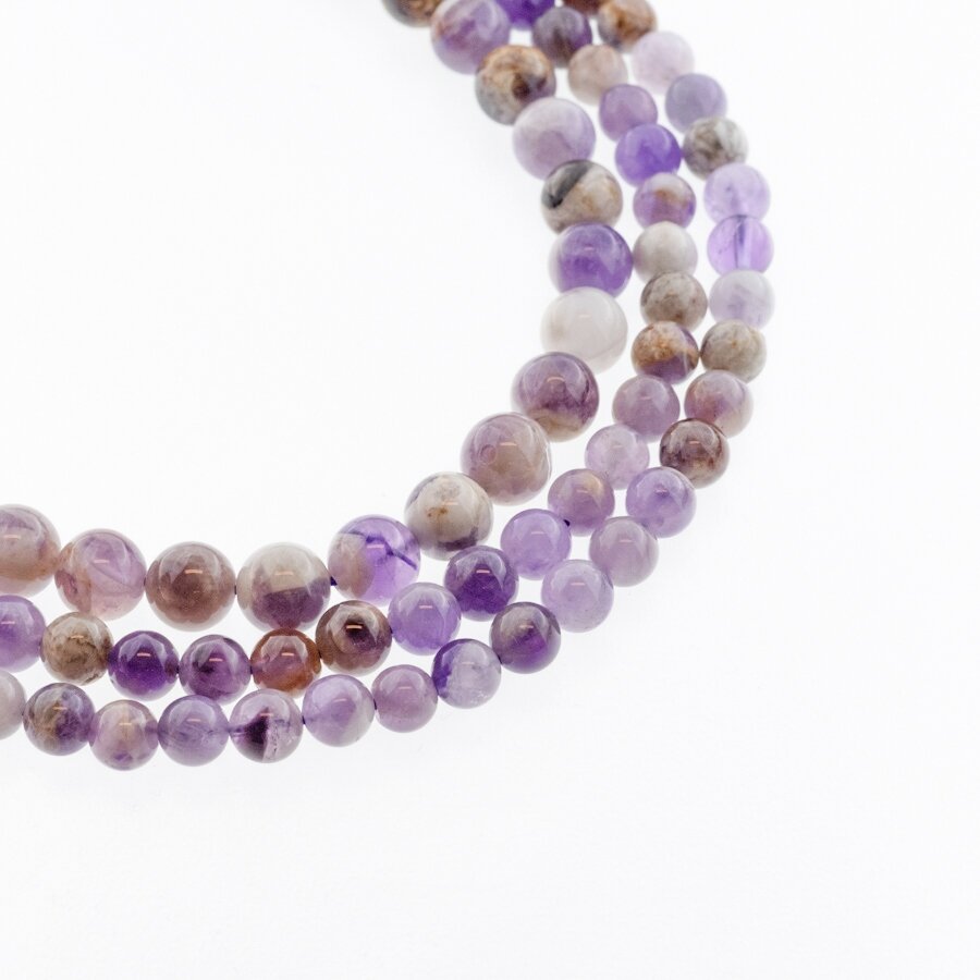 Flower Amethyst, Natural, AB Grade, Round Bead, Violet-Brown, 37-39 cm/strand, 4, 6, 8, 10, 12, 14, 16 mm Flower Amethyst, Natural, AB Grade, Round Bead, Violet-Brown, 37-39 cm/strand, 4, 6, 8, 10, 12, 14, 16 mm
