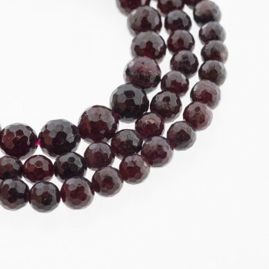 Garnet, Natural, D Grade, Faceted Round Bead, Dark Red, 37-39 cm/strand, 4, 5, 6, 7, 8, 10, 12 mm