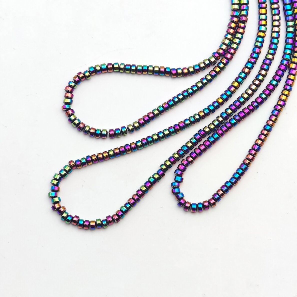 Hematite, Reconstituted, Abacus Rondelle Bead, Rainbow, 39-40 cm/strand, 3x2 mm