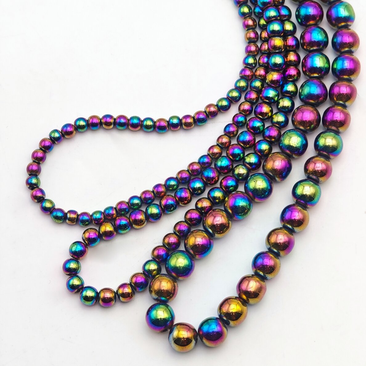 Hematite, Reconstituted, Round Bead, Rainbow, 39-40 cm/strand, 1.5 mm