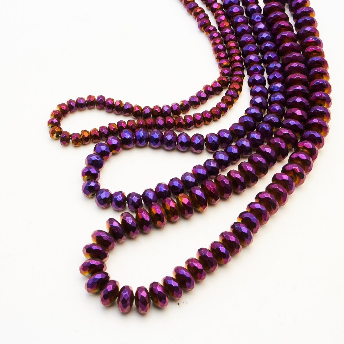 Hematite, Reconstituted, Faceted Abacus Rondelle Bead, Purple, 39-40 cm/strand, 3x2 mm