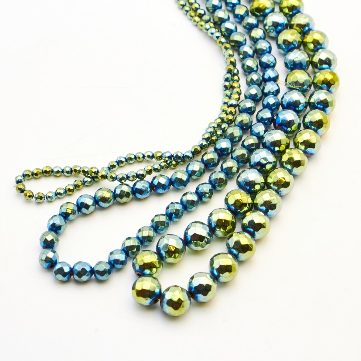Hematite, Reconstituted, Faceted Round Bead, Green, 39-40 cm/strand, 2 mm