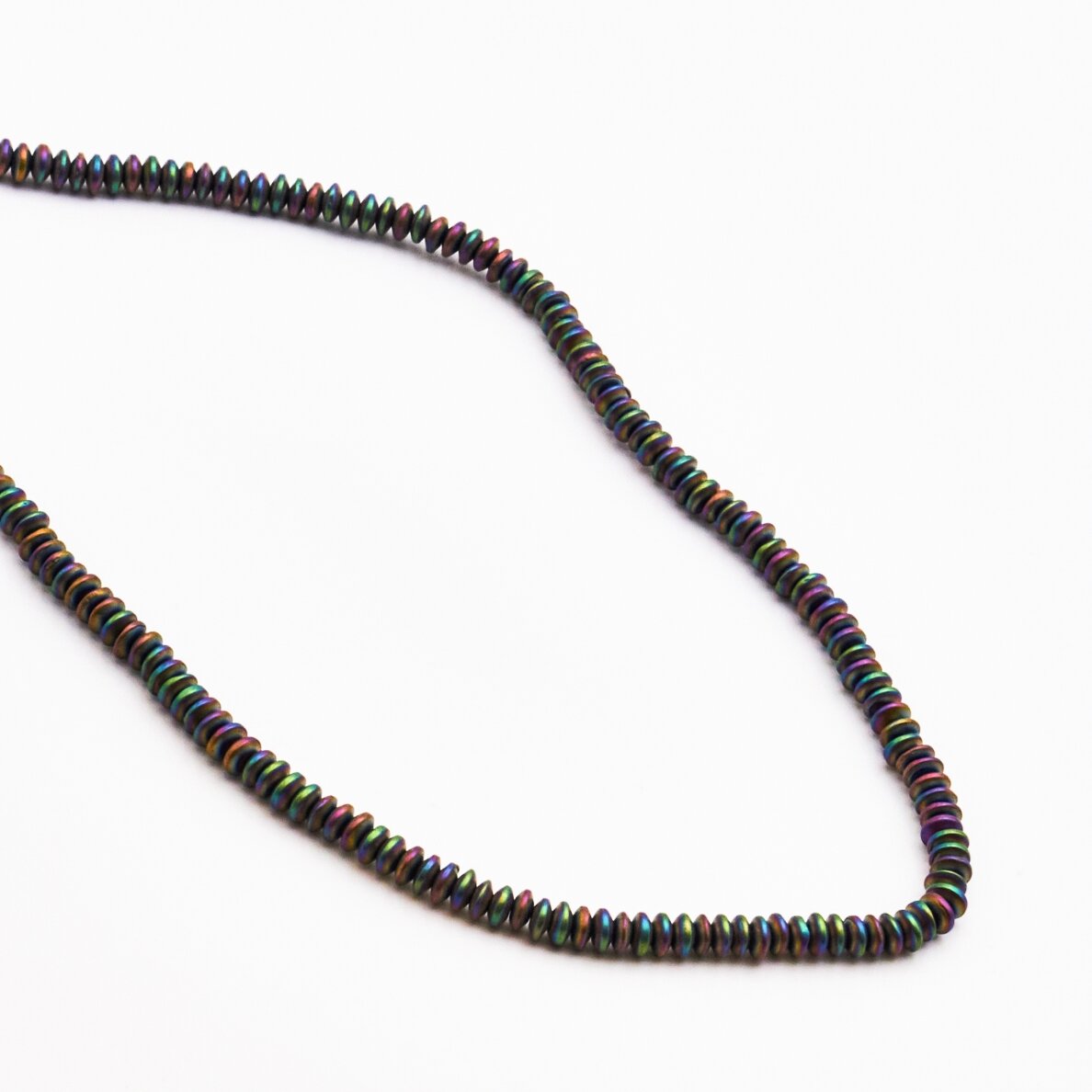 Hematyt, odzyskany, matowy, kształt rondelle, wielokolorowy, 39-40 cm/sznur, 3x2 mm