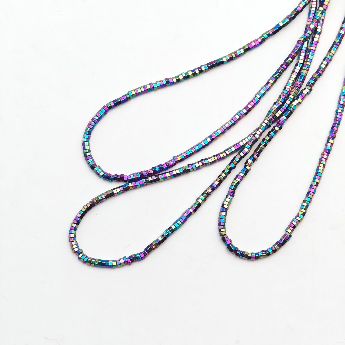 Hematite, Reconstituted, Hexagon Rondelle Bead, Rainbow, 39-40 cm/strand, 2x1 mm